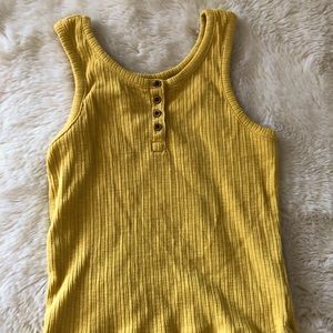 yellow button down tank